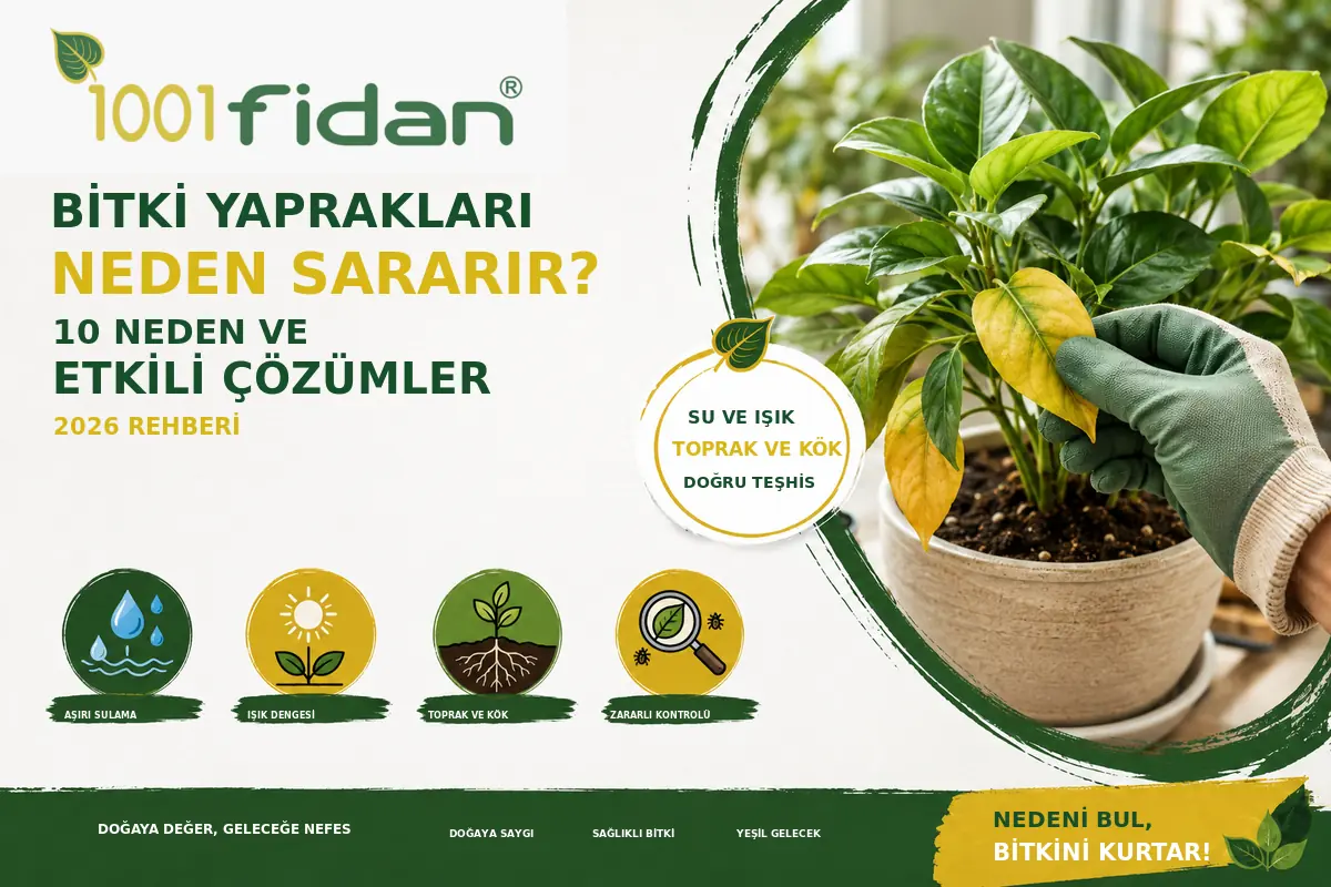 Bitki yaprakları neden sararır sorusuna yönelik sulama, ışık, toprak ve zararlı kontrolü çözümleri