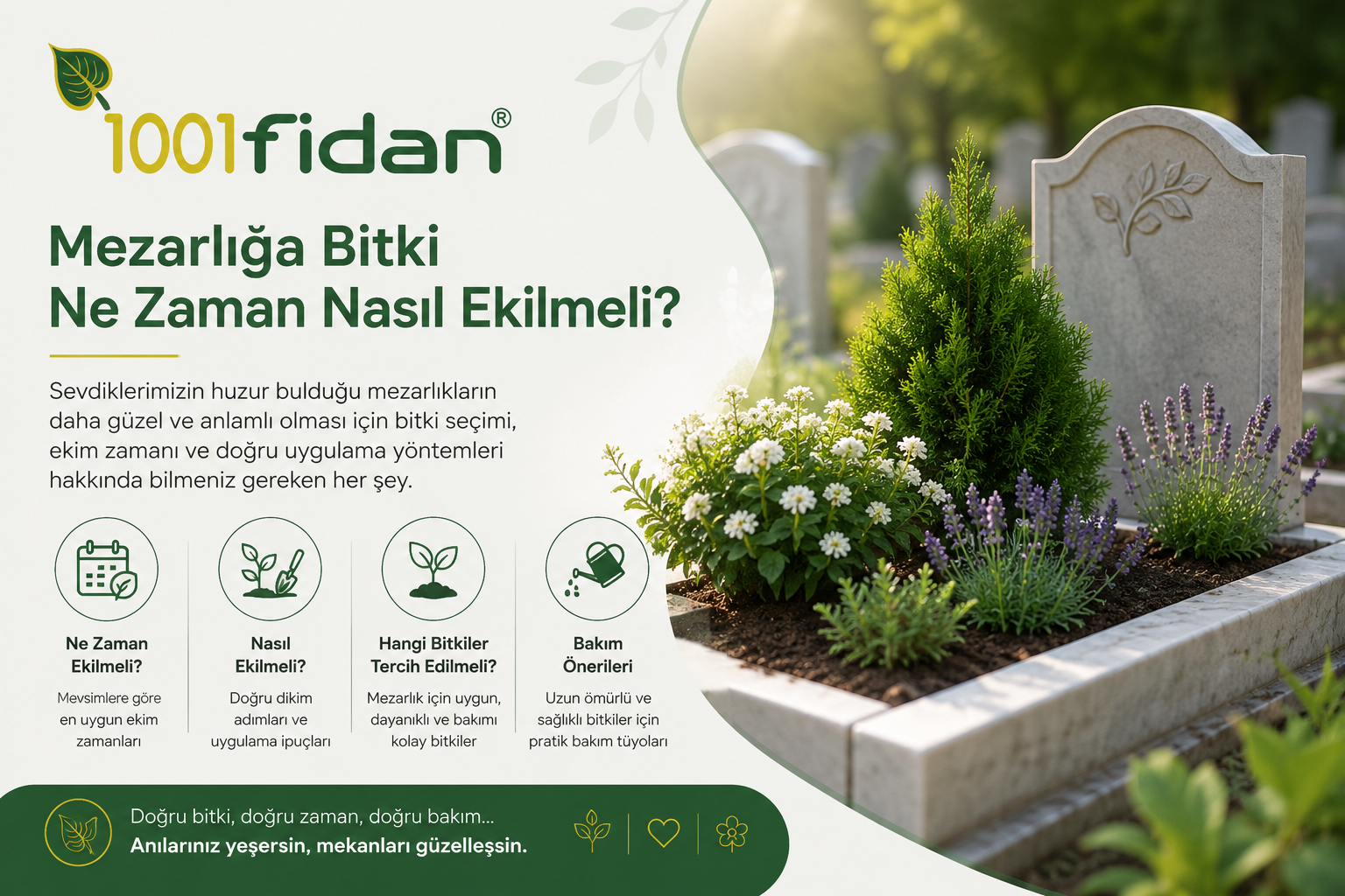 Mezarlığa bitki ne zaman ve nasıl ekilir? Mezar çevresine uygun bitki dikimi ve bakım rehberi.