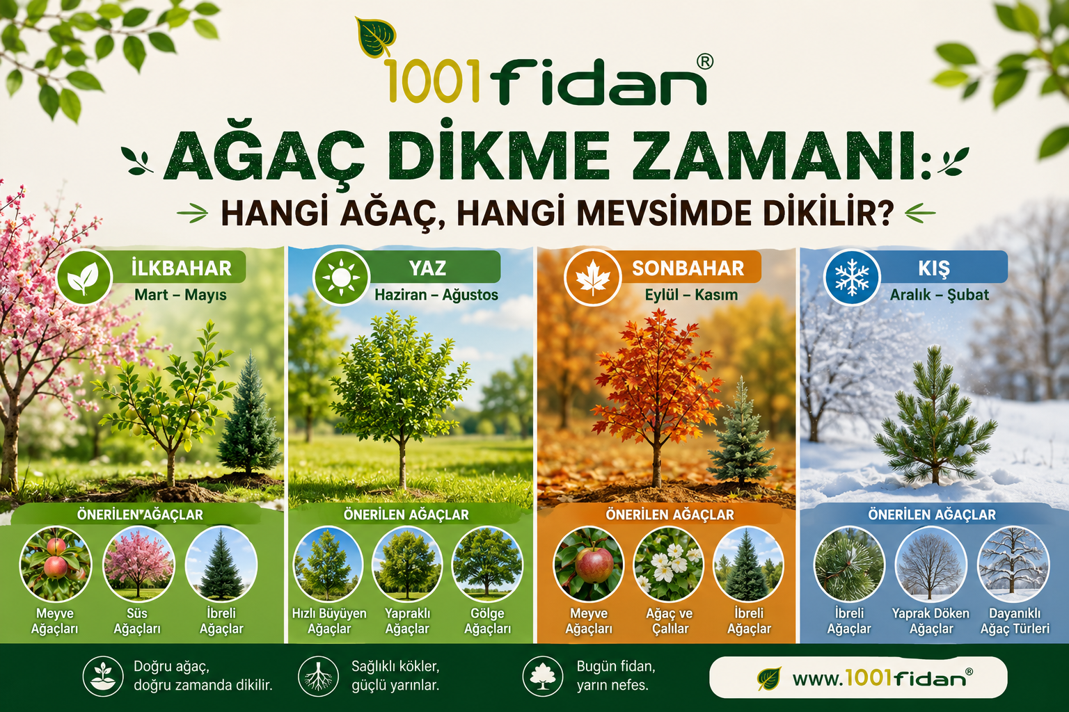 Ağaç Dikme Zamanı: Hangi Ağaç Hangi Mevsimde Dikilir? İlkbahar, yaz, sonbahar ve kış dönemlerine göre ağaç dikim rehberi