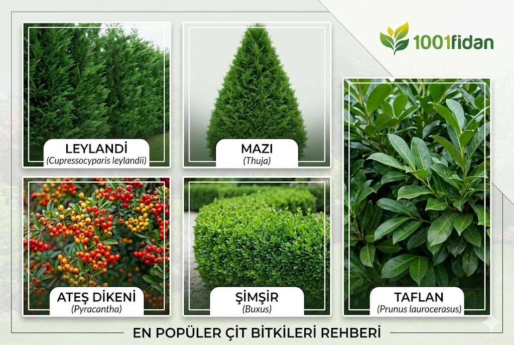 1001fidan en popüler çit bitkileri çeşitleri rehberi