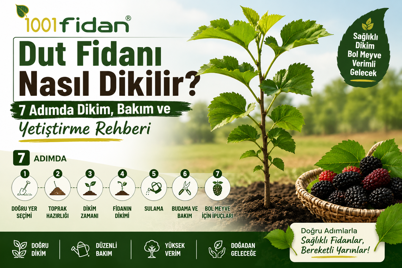 Dut fidanı nasıl dikilir? 7 adımda dut fidanı dikimi, bakımı ve yetiştirme rehberi.